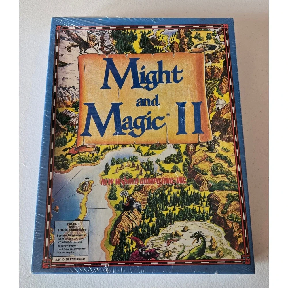 Sealed Vintage Might and‎ Magic II IBM PC Big Box Game